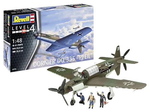 Revell Modellbau I Do335 Pfeil I Bausatz I Maßstab 1:48 I 81 Teile I Bastelset ab 12 Jahren I Präzises Flugzeugmodell mit realistischen Details von Revell