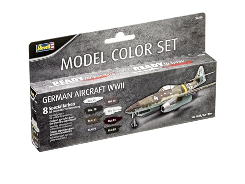Revell Modellbau I Farbset Deutsche Flugzeuge WWII Farben Set I 8 Farben im Set für Flugzeuge zum bemalen I Authentischer Look für die Luftwaffe I Anwendung mit Airbrush und Pinsel möglich Revell Modellbau I Farbset Deutsche Flugzeuge WWII Farben Set I 8 Farben im Set für Flugzeuge zum bemalen I Authentischer Look für die Luftwaffe I Anwendung mit Airbrush und Pinsel möglich von Revell