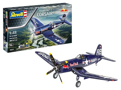 Revell Modellbau, Flying Bulls F4U-4 Corsair, Bausatz, Maßstab 1:48, 46 Teile, Bastelset ab 12 Jahren, Detailgetreues Modell, Kampfflugzeug, Authentische Nachbildung von Revell