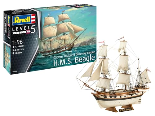 Revell Modellbau, H.M.S. Beagle, Bausatz, Maßstab 1:96, 178 Teile, Bastelset ab 13 Jahren, Detailgetreues Modell, Segelschiff, Authentische Nachbildung Revell Modellbau, H.M.S. Beagle, Bausatz, Maßstab 1:96, 178 Teile, Bastelset ab 13 Jahren, Detailgetreues Modell, Segelschiff, Authentische Nachbildung von Revell