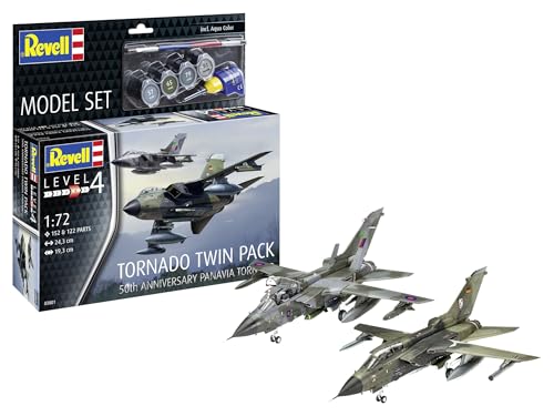Revell Modellbau, Model Set 50th Anniversary Tornado, Bausatz, Maßstab 1:72, 310 Teile, Bastelset ab 12 Jahren, Detailgetreues Modell, Militärflugzeug, Authentische Nachbildung von Revell