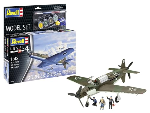 Revell Modellbau, Model Set Do335 Pfeil, Bausatz, Maßstab 1:72, 110 Teile, Bastelset ab 12 Jahren, Detailgetreues Modell, Kampfflugzeug, Authentische Nachbildung von Revell
