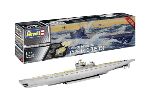 Revell Modellbau, Type IX C Platinum Edition, Bausatz, Maßstab 1:72, 800 Teile, Bastelset ab 13 Jahren, Detailgetreues Modell, U-Boot, Authentische Nachbildung von Revell