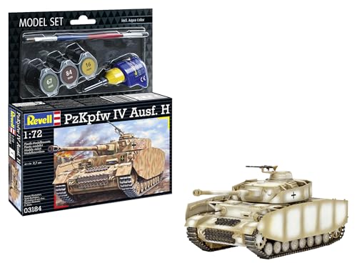 Revell Modellbausatz PzKpfw. IV AUSF.H | Rückgrat der Deutschen Panzerverbände im WWII | Maßstabsgetreu mit realistischen Ketten | Zubehör inkl. Kleber und Pinsel von Revell Modellbau