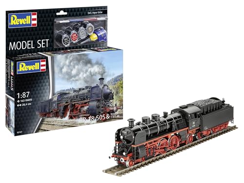 Revell Modellbausatz Schnellzuglokomotive BR 18 505 mit Tender – Detaillierte Dampflok mit authentischem Kessel, Antriebsrädern & Abziehbildern – Für Eisenbahn-Fans & Modellbau-Sammler von Revell