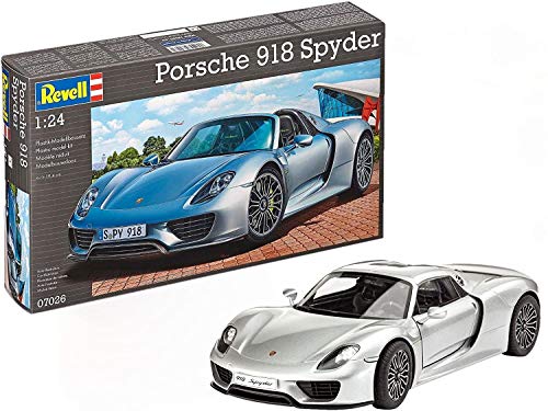 Revell 07026 Supersportwagen Porsche 918, Automodellbausatz 1:24, 19,4 cm Modellbausatz für Fortgeschrittene, Silber (Spyder) Revell 07026 Supersportwagen Porsche 918, Automodellbausatz 1:24, 19,4 cm Modellbausatz für Fortgeschrittene, Silber (Spyder) von Revell
