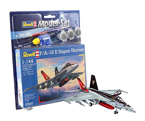 Revell Modellbausatz Flugzeug 1:144 - F/A-18E Super Hornet im Maßstab 1:144, Level 4, originalgetreue Nachbildung mit vielen Details, , Model Set mit Basiszubehör, 63997 von Revell