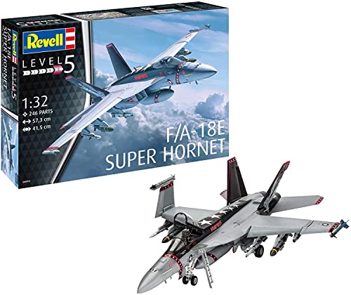 Revell Modellbausatz Flugzeug 1:32 - F/A-18E Super Hornet im Maßstab 1:32, Level 5, originalgetreue Nachbildung mit vielen Details, 04994 von Revell