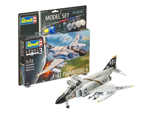 Revell Modellbausatz Flugzeug 1:72 - F-4J Phantom II im Maßstab 1:72, Level 3, originalgetreue Nachbildung mit vielen Details, , Model Set mit Basiszubehör, 63941 Revell Modellbausatz Flugzeug 1:72 - F-4J Phantom II im Maßstab 1:72, Level 3, originalgetreue Nachbildung mit vielen Details, , Model Set mit Basiszubehör, 63941 von Revell