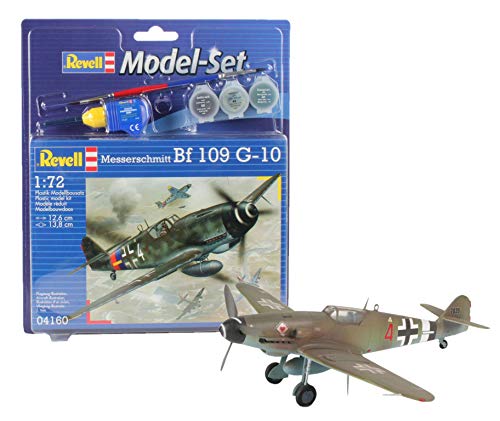 Revell Modellbausatz Flugzeug 1:72 - Messerschmitt Bf 109 G-10 im Maßstab 1:72, Level 3, originalgetreue Nachbildung mit vielen Details, , Model Set mit Basiszubehör, 6 Jahre to 99 Jahre, 64160, Mittel von Revell