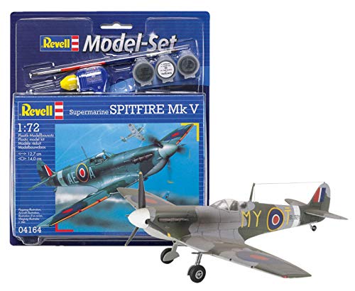 Revell Modellbausatz Flugzeug Spitfire Mk V I Maßstab 1:72 I Level 3 I Originalgetreue Nachbildung mit vielen Details I Model Set mit Basiszubehör für präzisen BAU von Revell