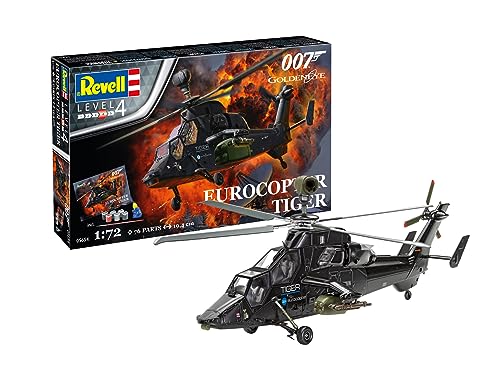 Revell Modellbausatz I Eurocopter Tiger I James Bond 007 Golden Eye I 116 Teile I Maßstab 1:72 I für Kinder und Erwachsene ab 12 Jahren I mit Pinsel und Farben von Revell