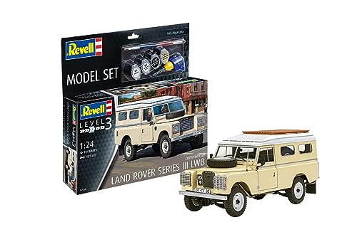Revell Modellbausatz I Land Rover Series III LWB 109 I Maßstab 1:24 I Level 3 Bausatz I Teileanzahl 174 I ab 10+ Jahren I Mehrteiliger Vierzylinder-Motor I Aufkleber mit verschiedenen Kennzeichen von Revell