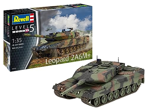 Revell Modellbausatz I Leopard 2 A6M+ I Detailreicher Level 5 Panzerbausatz I 250 Teile I Maßstab 1:35 I für Kinder und Erwachsene ab 13 Jahren, Mittel von Revell