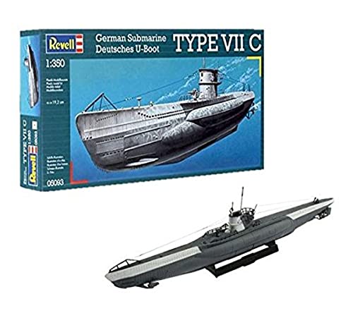 Revell Modellbausatz Schiff 1:350 - Deutsches U-Boot TYPE VII C im Maßstab 1:350, Level 4, originalgetreue Nachbildung mit vielen Details, 05093, Mittel von Revell