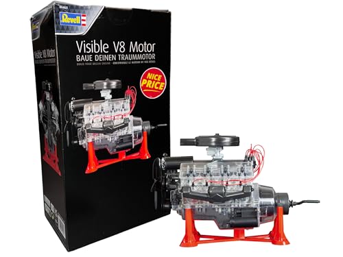 Revell NICE PRICE Modellbausatz I Visible V-8 Engine I Maßstab 1:4 I 262 Teile I Für Kinder und Erwachsene ab 10 Jahren I Motor Modellbausatz zum selber nachbauen I Authentisch und Lehrreich von Revell