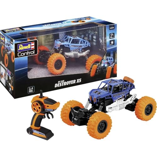 Revell Control Car Destroyer XS I Maßstab 1:18 I Perfekt für Innen- und Außenabenteuer I 2,4 GHz Fernsteuerung I LED-Frontscheinwerfer für Nachtfahrten I Ideales Geschenk für RC-Fans ab 8 Jahren von Revell