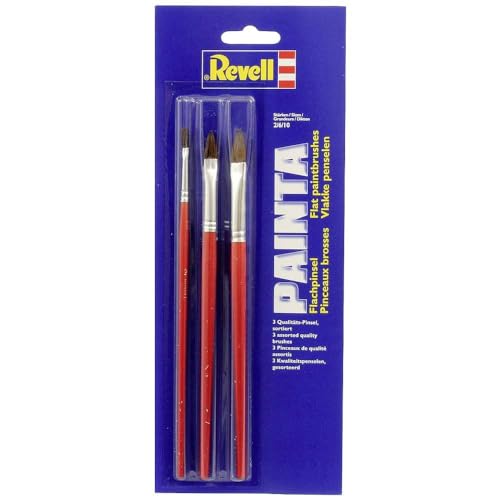 Revell 29610 Painta Flachpinsel-Set (3 Pinsel in den Stärken 2/6/10) Modellbau-und Bastelzubehör, Mehrfarbig, Large von Revell