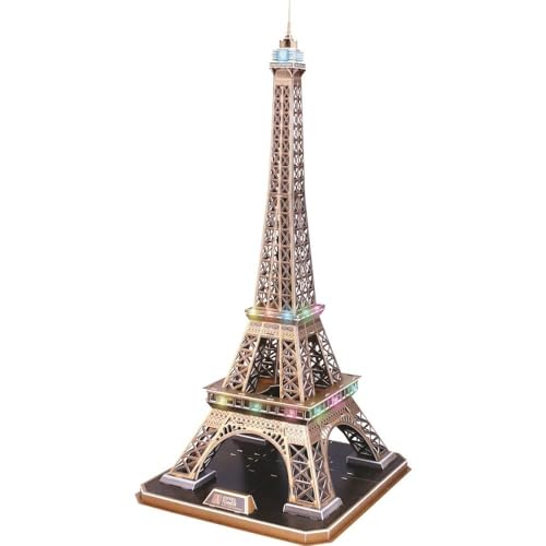 Revell 3D Puzzle 00150 I Eiffelturm Paris I 84 Teile I 4 Stunden Bauspaß für Kinder und Erwachsene I ab 10 Jahren I Mit LED Beleuchtung für einen authentische Präsentation von Revell