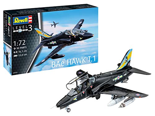 Revell Modellbau, BAe Hawk T.1, 1:72 Bausatz, 90 Teile, Bastelset ab 10 Jahren, Detailgetreues Modell, Militärflugzeug, Authentische Nachbildung von Revell