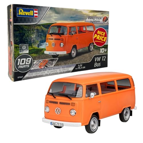 Revell NICE PRICE Modellbausatz I VW T2 Bus I Maßstab 1:24 I 109 Teile I Für Kinder und Erwachsene ab 10 Jahren I Die Ikone zum selber nachbauen I Authentisch und Detailreich I Ideal für Anfänger von Revell
