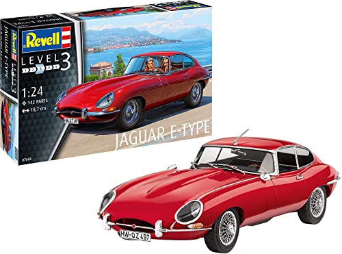 Revell RV07668 7668 Jaguar E-Type (Coupé) originalgetreuer Modellbausatz für Einsteiger, unlackiert von Revell