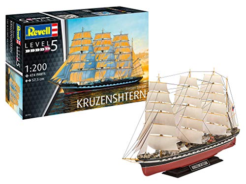 Revell Revell_05159 5159 Modell des Jahres, Segelschiff, Schiffsmodell, 57,5 cm 14 Modellbausatz Russian Barque KRUZENSHTERN im Maßstab 1:200, Level 5, Multicolour Revell Revell_05159 5159 Modell des Jahres, Segelschiff, Schiffsmodell, 57,5 cm 14 Modellbausatz Russian Barque KRUZENSHTERN im Maßstab 1:200, Level 5, Multicolour von Revell