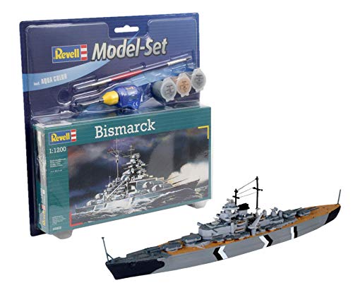 Revell Revell_65802 Modellbausatz Schiff 1:1200 - Bismarck im Maßstab 1:1200, Level 4, originalgetreue Nachbildung mit vielen Details, , Model Set mit Basiszubehör, 65802 von Revell