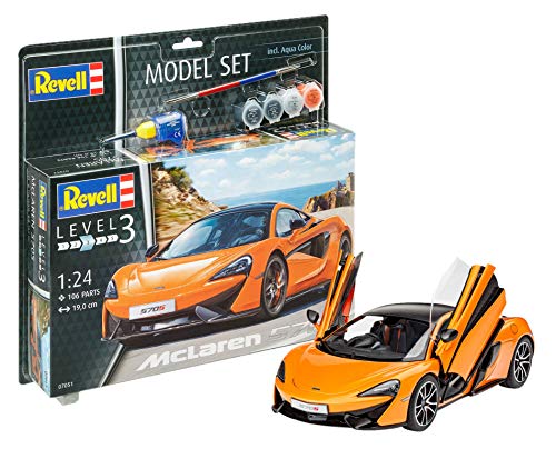 Revell Modellbausatz McLaren 570S I Modellauto 1:24 I Maßstab 1:24 I Level 3 I Originalgetreue Nachbildung mit vielen Details I Model Set mit Basiszubehör von Revell