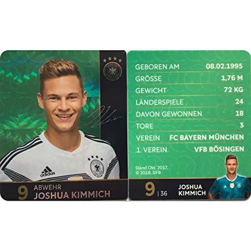 Rewe 2018 WM DFB Russland - Glitzer Einzelkarten Sammelkarten Komplettset (GLITZER KARTE NUMMER 9 - JOSHUA KIMMICH) von Rewe