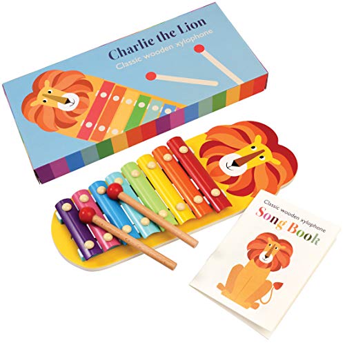 Holzspielzeug Musikinstrument Xylophon Charlie The Lion aus Regenbogenfarben und mit Liederbuch Holzspielzeug Musikinstrument Xylophon Charlie The Lion aus Regenbogenfarben und mit Liederbuch von Rex London