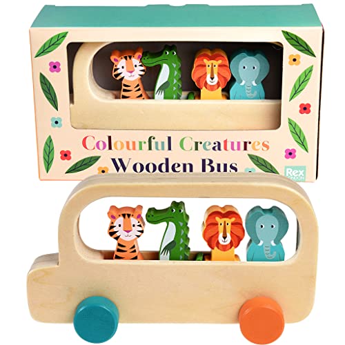Rex London Bus Holzspielzeug mit Vier bunten Tieren als Passagiere von Rex London