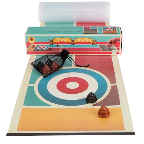 Rex London Curling-Spiel mit Kackhaufen, lustiges Geschicklichkeitsspiel für 2 Spieler, inkl. Spielmatte & Beutel, witziges Partyspiel für Erwachsene & Kinder von Rex London