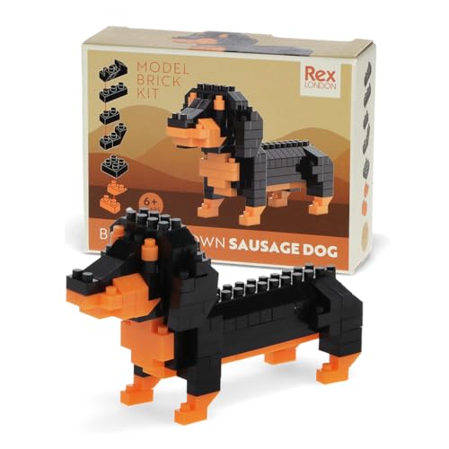 Rex London Mikro-Bausteine Dackel Bausatz – 128 Teile für detailreiches Miniaturmodell – Kreatives Konstruktionsspielzeug für Kinder ab 6 Jahren von Rex London
