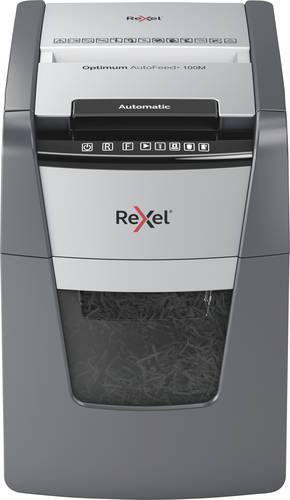 Rexel Optimum AutoFeed+ 100M Aktenvernichter 100 Blatt Mikroschnitt 2 x 15mm P-5 34l Vernichtet auch von Rexel