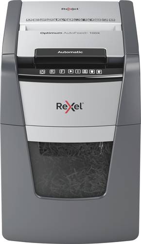 Rexel Optimum AutoFeed+ 100X Aktenvernichter 100 Blatt Partikelschnitt 4 x 28mm P-4 34l Vernichtet a von Rexel