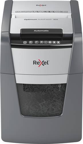 Rexel Optimum AutoFeed+ 90X Aktenvernichter 90 Blatt Partikelschnitt 4 x 28mm P-4 34l Vernichtet auc von Rexel