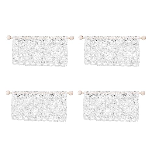 Reykentu 4 x Puppenhaus, Miniatur-Vorhänge, Zubehör für Möbel, Fensterbordüre, mit Stange, Maßstab 1:12, Beige Reykentu 4 x Puppenhaus, Miniatur-Vorhänge, Zubehör für Möbel, Fensterbordüre, mit Stange, Maßstab 1:12, Beige von Reykentu