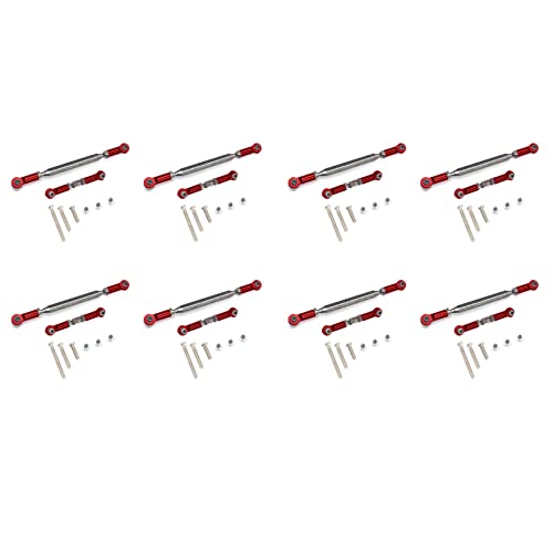 Reykentu 8 x verstellbare Lenkstange aus Metall Servo Link Zugstange für MN D90 D99 MN-90-45, Rot von Reykentu