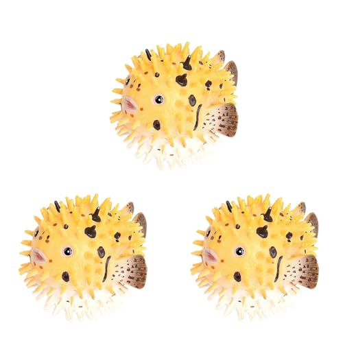 Rfeeuubft 3X Kugelfisch Figur Realistisches Plastik Wildes Kugelfisch Figuren Set für Sammlung Wissenschaft PäDagogische Requisite Tier Modell von Rfeeuubft