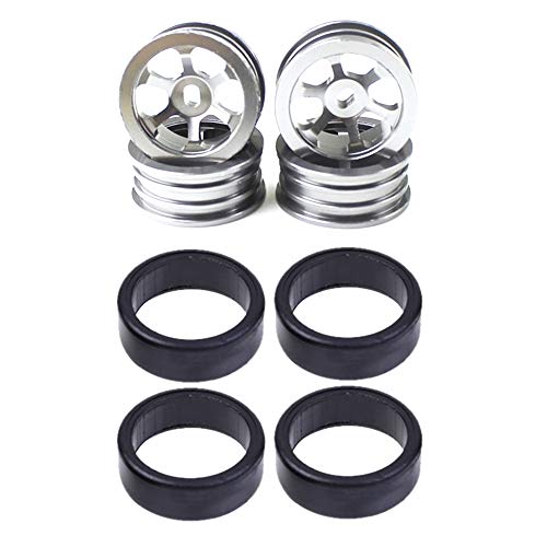 Rfeeuubft 4-teilige Metallfelge und harte Reifen für K989 K969 Iw04M Iw02 Mini-Z Mini-Q Mini-D 1/28 RC Car von Rfeeuubft