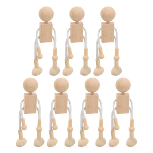 Rfeeuubft 7-Teiliges Set Blanke Cartoon-Figuren Aus : DIY-Malerei, Roboterfiguren, Gelenkfiguren, Roboter-Steckpuppe zum Selbermachen von Rfeeuubft