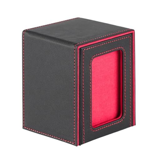 Rfeeuubft Karten Aufbewahrungsbox für Sammelkarten, Kartendeck Box mit Sichtfenster Kartendeck Hülle Rot von Rfeeuubft