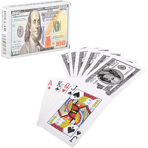 Rhode Island Novelty Einzigartige 100-Dollar-Spielkarten, 12 Packungen mit je 52 Karten, ideal für Spielpreise und Party-Unterhaltung von Rhode Island Novelty