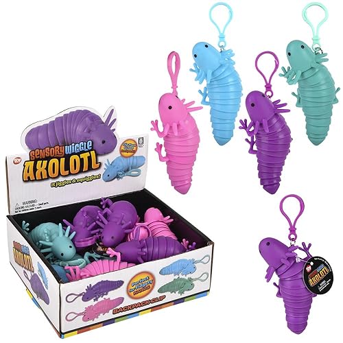 Rhode Island Novelty Wackelsensorischer Axolotl-Rucksack-Clip, 10,2 cm, 12 Stück Rhode Island Novelty Wackelsensorischer Axolotl-Rucksack-Clip, 10,2 cm, 12 Stück von Rhode Island Novelty