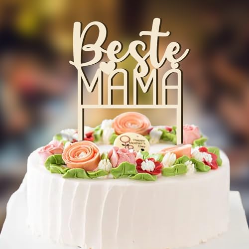 Cake Topper Holz - Beste Mama, Mama Tortendeko zum Geburtstag, Muttertag Mama Torte, Tortendeko für Mama Geschenkideen von Rhsemi