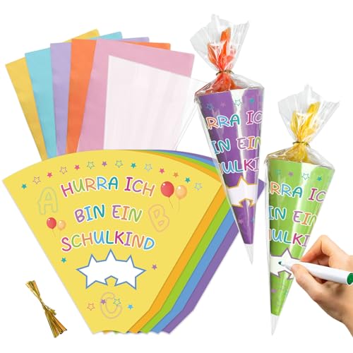 Rhsemi 15 Stück Geschwister Schultüten - 25 cm Zuckerhut mit Namen, Geschenkverpackung für Jungen und Mädchen Rhsemi 15 Stück Geschwister Schultüten - 25 cm Zuckerhut mit Namen, Geschenkverpackung für Jungen und Mädchen von Rhsemi