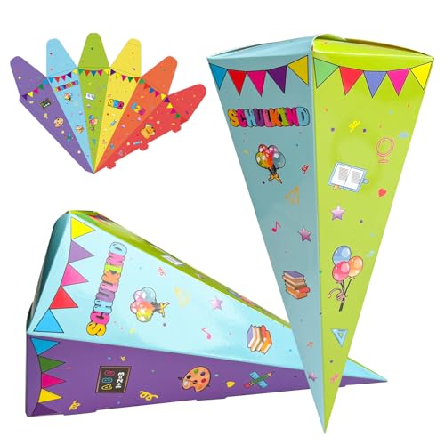 Rhsemi 6pcs Geschwister Schultüte,37cm Schultüte Bastelset, Faltbare Zuckertüte für die Einschulung zum Schulanfang, Geschenkverpackung Schultüte für Junge und Mädchen Rhsemi 6pcs Geschwister Schultüte,37cm Schultüte Bastelset, Faltbare Zuckertüte für die Einschulung zum Schulanfang, Geschenkverpackung Schultüte für Junge und Mädchen von Rhsemi