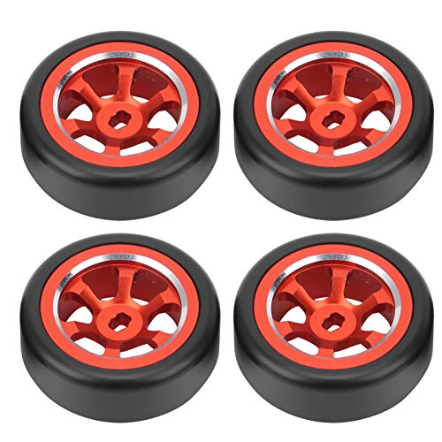 4-teiliger RC-Drift-Reifen, RC-Reifen aus Aluminiumlegierung, kompatibel mit Wltoys K969 K989 P929 1/28 RC-kompatibel mit Kyosho für Mini-Z/für Mini-D/für Mini-Q RC-Car(rot) Modellspielzeug von RiToEasysports