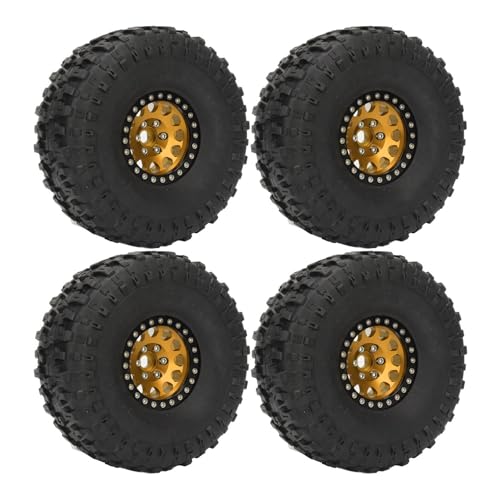 4pcs RC Crawler Rad Reifen, 1,9 Zoll Gummireifen mit Aluminium-Legierung Radnabe für SCX10 1/10 RC Crawler (Gold) von RiToEasysports